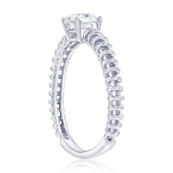 Sterling Silver, Square CZ Wire Design Ring