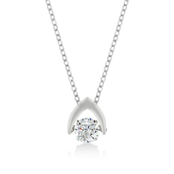 Sterling Silver Shimmering Dancing CZ Pendant w/Chain