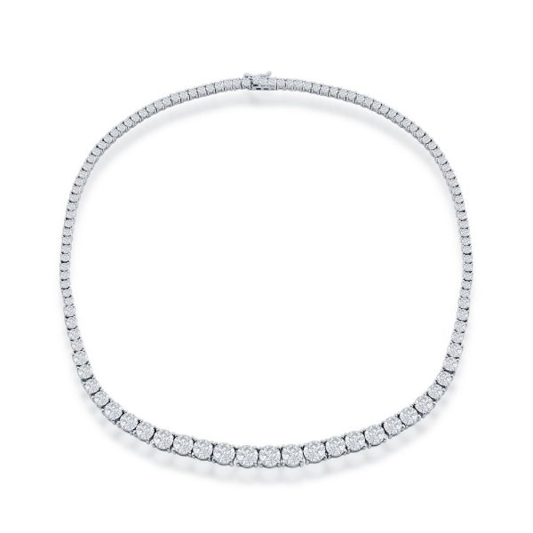 Sterling Silver Graduating Round CZ Tennis Necklace