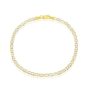 Sterling Silver 3.5mm Pave Marina Anklet - Gold Plated