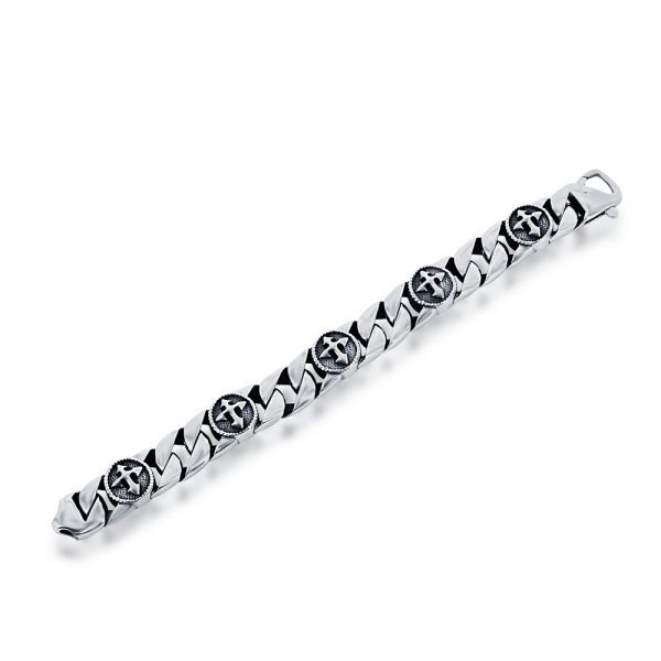 Stainless Steel Cross Design Cuban Link Bracelet