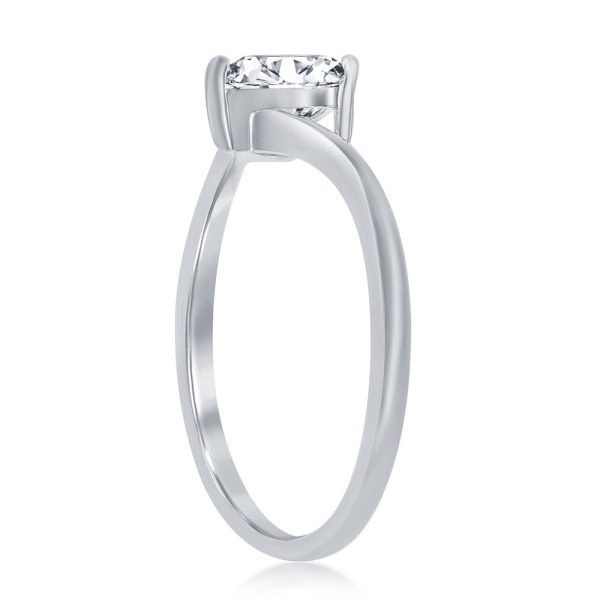 Sterling Silver 3-Prong Heart CZ Engagement Ring