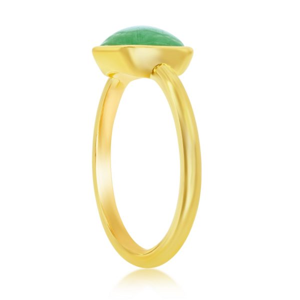 Sterling Silver 8mm Cushion Jade Solitaire Ring - Gold Plated