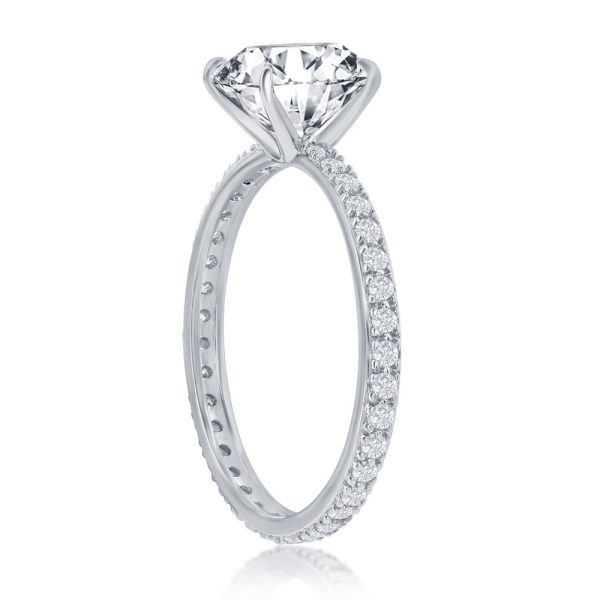 Sterling Silver 8mm Round CZ  Eternity Band Engagement Ring
