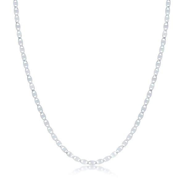 Sterling Silver, Layered Flat Mirror and Mariner Rosary Chain - Rhodium Plated