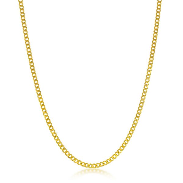 Sterling Silver, 2mm Curb Chain - Gold Plated