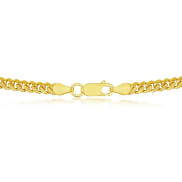 Sterling Silver, 4mm 'Solid' Miami Cuban Chain - Gold Plated