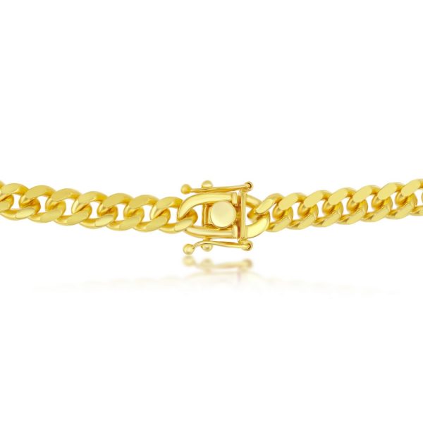 Sterling Silver 6mm 'Solid' Miami Cuban Chain - Gold Plated