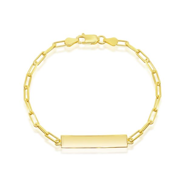 Sterling Silver, Paperclip ID Bracelet - Gold Plated