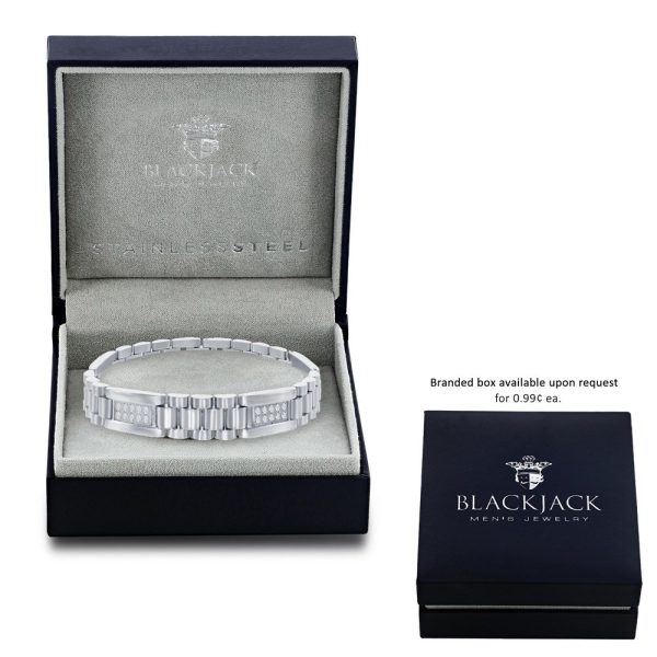 Stainless Steel Micro Pave CZ Link Bracelet