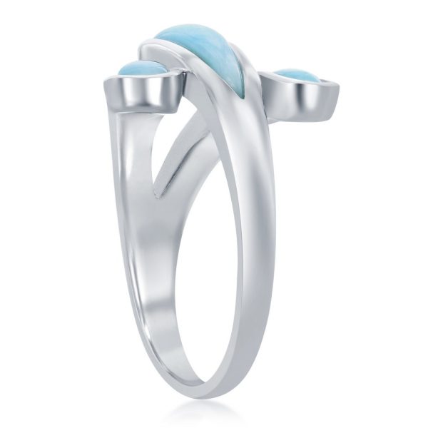 Sterling Silver, Triple Bypass Larimar Ring