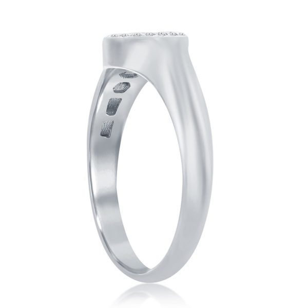 Sterling Silver, Micro Pave CZ Round Ring