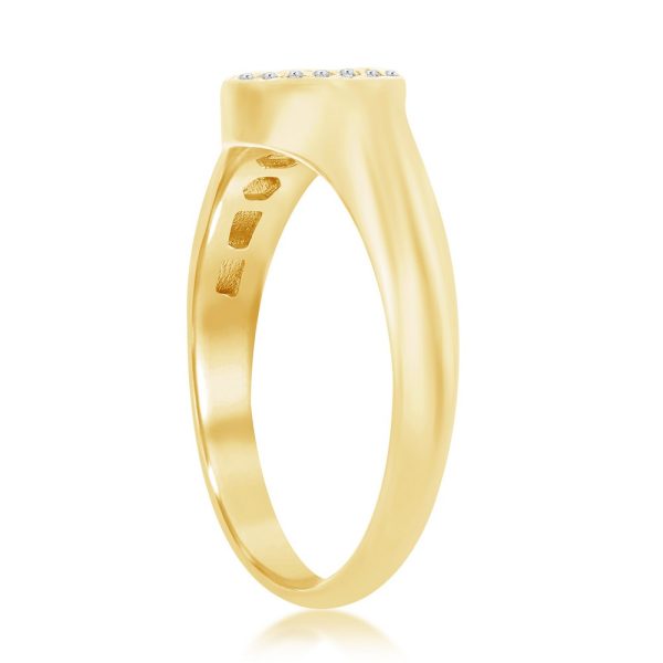 Sterling Silver, Micro Pave CZ Round Ring - Gold Plated