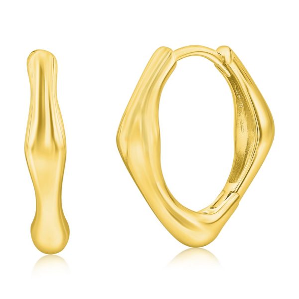 Sterling Silver, Polished Diamond-Shaped Hoop Earrings
