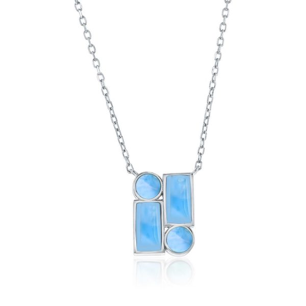 Sterling Silver, Multi-Shaped Larimar Necklace