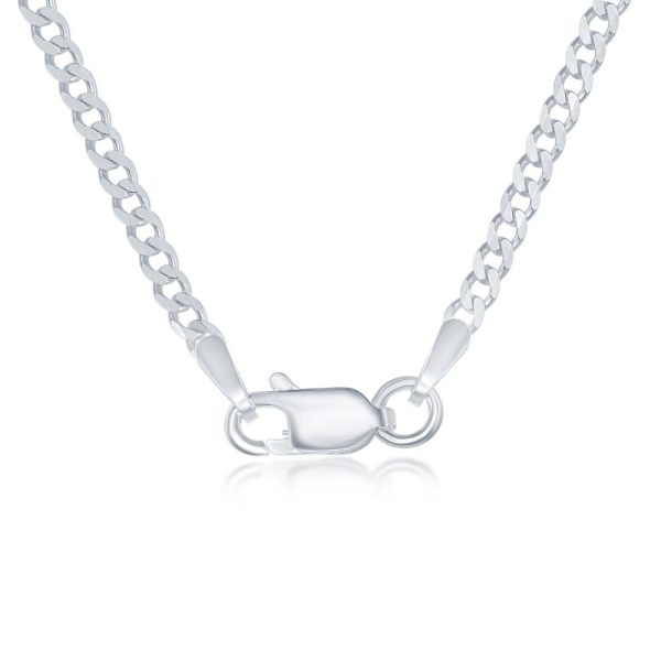 Sterling Silver, 2mm Curb Chain - Rhodium Plated