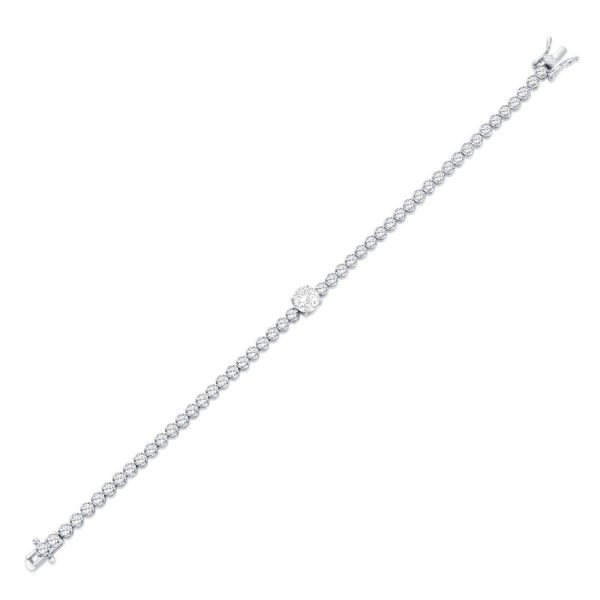 Sterling Silver, 7mm & 4mm Round CZ Tennis Bracelet