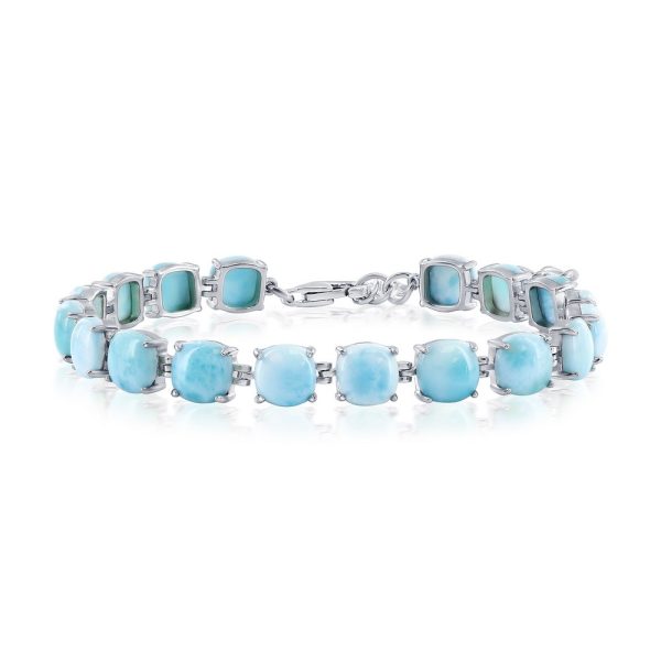 Sterling Silver, 6.5mm 4-Prong Tennis Bracelet - Larimar