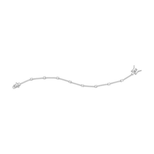 Sterling Silver, Round CZ & Beaded Bracelet