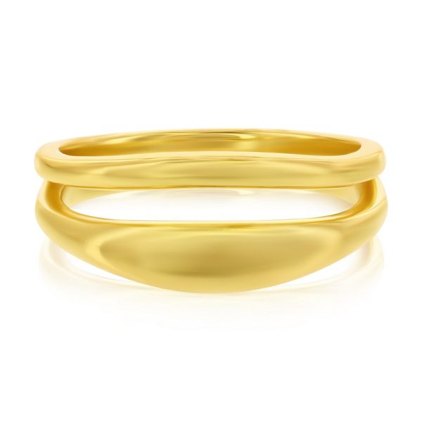 Sterling Silver High-Polished Double Row Ring - Gold Plated