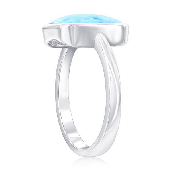 Sterling Silver, Rectangle Larimar Ring